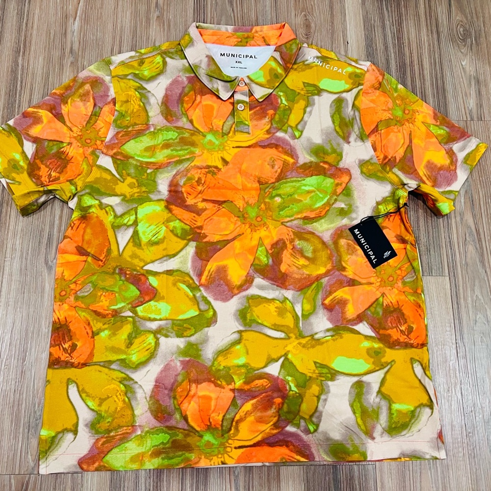 Municipal Men’s XXL Short Sleeve Golf Wildflower Polo